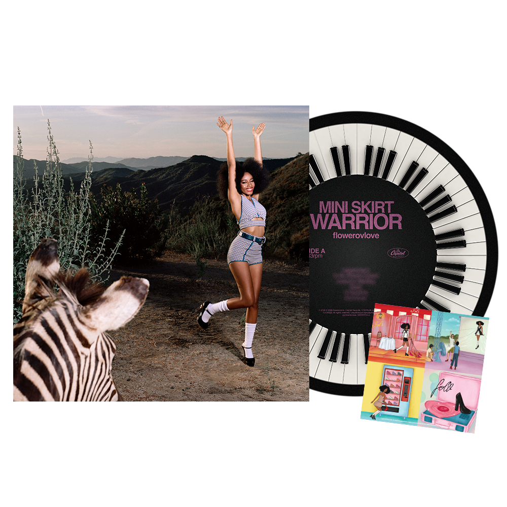 Miniskirt Warrior vinyl packaging and signed art card